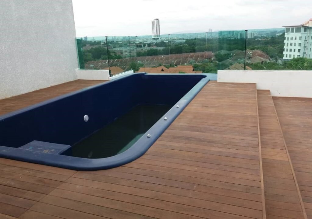 timber decking installation Malaysia outdoor wood deck construction